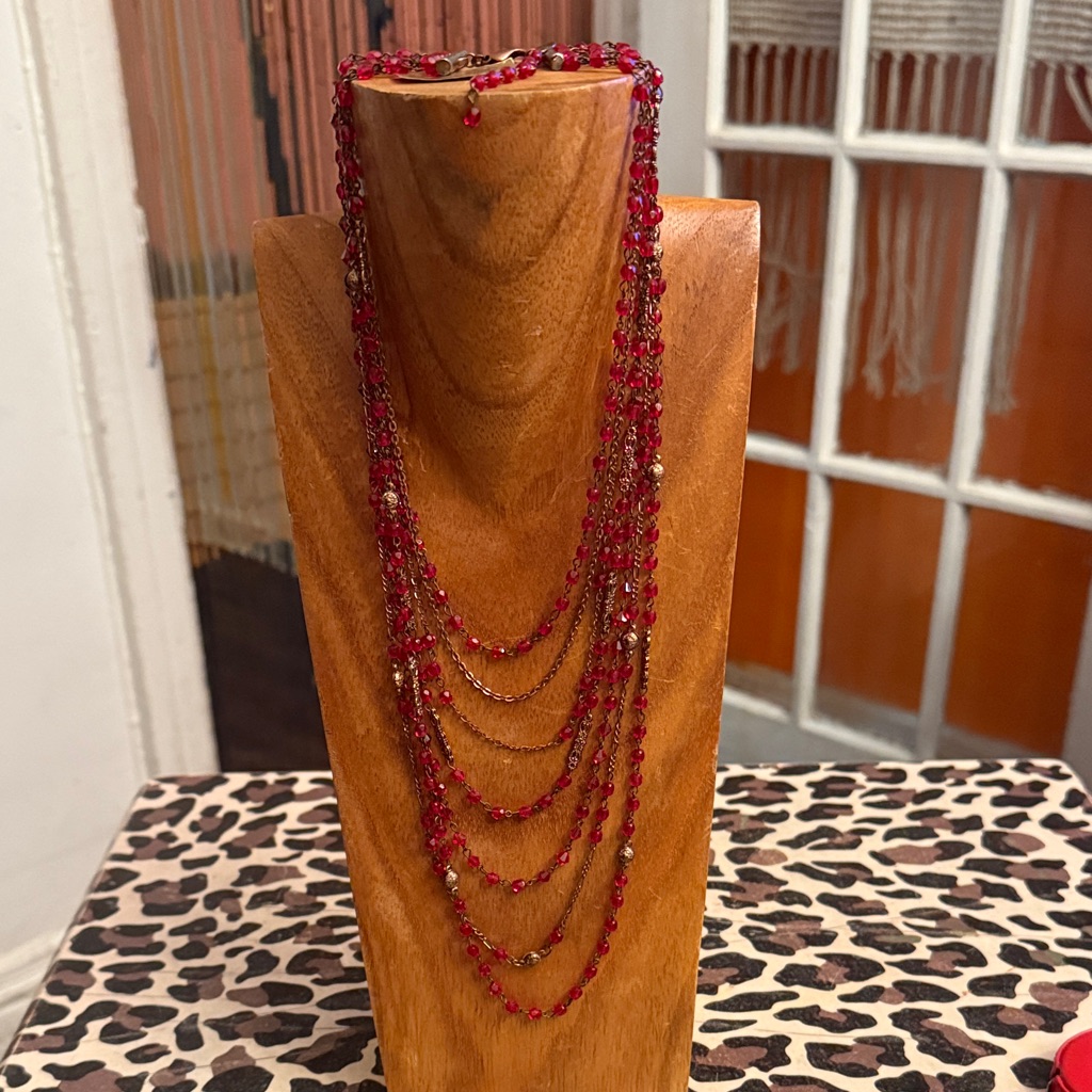 Miriam Haskell Chic Multi-Strand Red Beaded Necklace 275$
